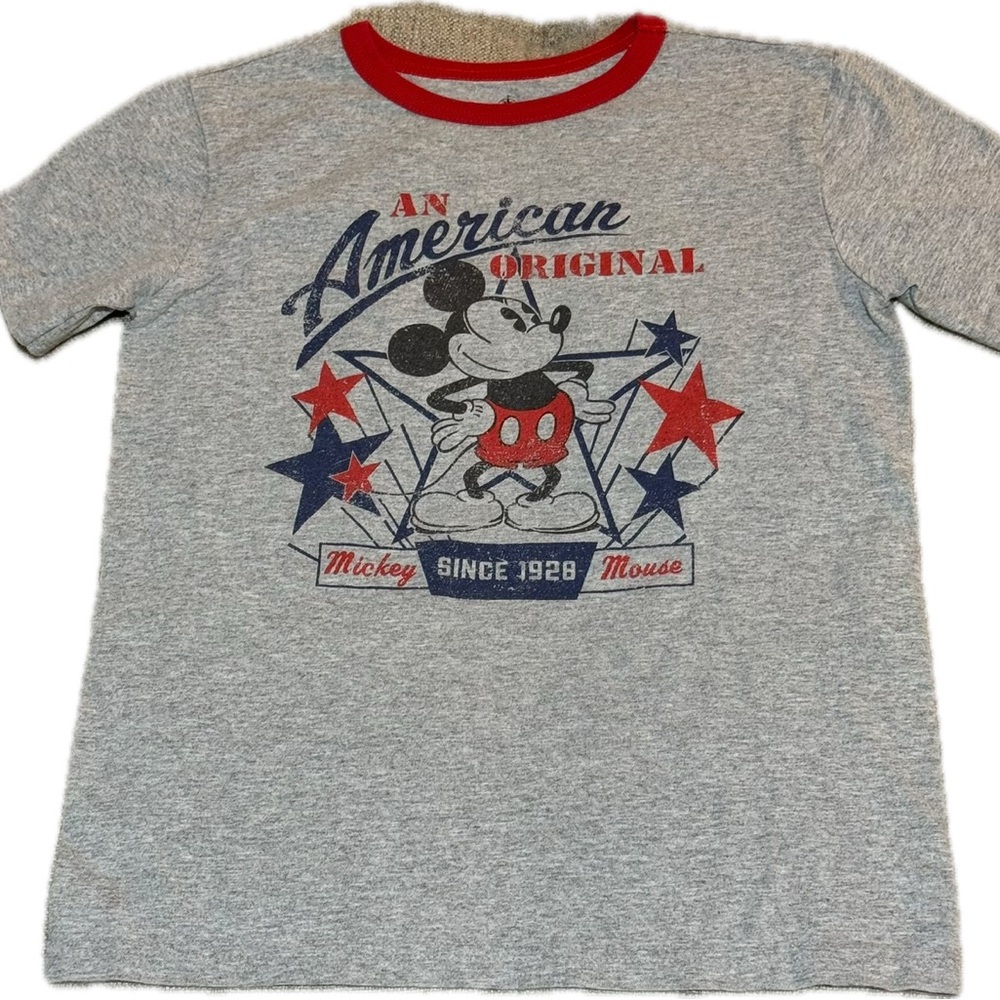 Disney Mickey Mouse Gray Tee with Red and Blue Accents Unisex Kids Girl Boy